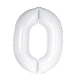 Folienballon, Zahl 0, 101 cm, Weiß