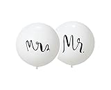 Mr Mrs Luftballon | 2x Ballon Set Hochzeit | Riesenballon Deko Standesamt | heiraten Dekoration | Braut | Bräutigam | weiße Ballons | Hochzeitsballons | Heliumballon | Latexballon | Dekoballon