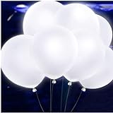 40 LED leuchtende Luftballons Weiß Qualitäts Ballons für Party, Geburtstag, Hochzeit, Festival, Weihnachten, Karneval