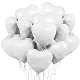 Herz Folienballon Weiß,20 Stück Herz Helium Luftballons,Herzluftballons,Heliumballon Herzen,Herzform Folienluftballon Herzballons Geeignet für Geburtstag Hochzeit Verlobung Brautdusche Valentinstag