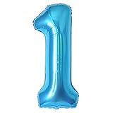 Geburtstag zahlen luftballon 1 jahre | Folienballon 1 XXL Blau-Riesen Folienballon in 40' - 101cm Geburtstagsdeko - Ballon Zahl Deko zum Geburtstag - fliegt mit Helium