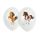 Amscan 9909881 - 6 Latexballons Beautiful Horses, Durchmesser 27,5 cm, Luftballon, Dekoration, Pferde, Kindergeburtstag, Themenparty, Weiß