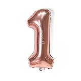 ACCROL 40 Zoll Luftballon Zahlen Folienballon Luftballons Geburtstag Für Geburtstage Hochzeit Jubiläum Party Balloon Decoration Roségold Gold Silber Farbe Schwarz Innen (Color : Roségold, Size : 1)