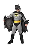 Hallo-Batman Classic Jungen Kostüm Original DC Comics (Größe 5-7 Jahre) mit gepolsterten Brustmuskeln, Farbe Grau/Schwarz, 11701.5-7