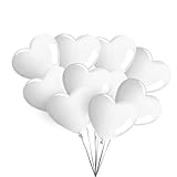 50 Premium Herzluftballons in Weiß - Made in EU - 100% Naturlatex und 100% biologisch abbaubar - Liebe Hochzeit Valentinstag - für Helium geeignet - twist4®