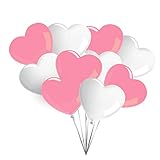 Premium Herz Luftballons in Rosa / Weiß - Made in EU - 100% Naturlatex – in Herzform Liebe Hochzeit Valentinstag - für Helium geeignet - twist4® (50 Stück, rosa / weiß)