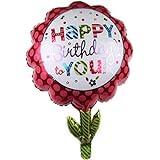 DIWULI Happy Birthday Ballon Blume - Happy Birthday Luftballon, Folienballon Geburtstag Helium Geburtstagsballon Luftballon Geburtstag Mädchen Junge Kindergeburtstag, Party Dekoration Geburtstagsdeko