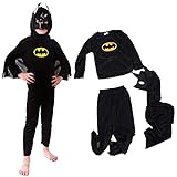 Superhero Bruce Wayne Classic Batman Fancy Dress Costume Batman Mütze + Hose + Bluse - Kostüm-Set für Kind - perfekt für Fasching, Karneval & Cosplay Geschenke für Kinder