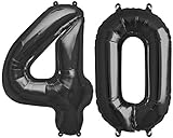 FUNXGO Folienballon Zahl in Schwarz - Riesen Ballons ca.100cm - Folienballons für Luft oder Helium als Geburtstag ，Hochzeit Jubiläum oder Abschluss Geschenk Party Dekoration ( Schwarz 40)