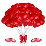 O-Kinee 100 Stück Herzluftballons Rot, Helium Luftballons Hochzeit,Herz Luftballons,Latex Herz Ballon 12 Zoll für Hochzeit Verlobung Valentinstag JGA Party Deko (Rot)