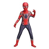 RNGNBKLS Kind Spiderman Kostüm Halloween Karneval Cosplay Party Anzug Superheld Spandex/Lycra Verkleidung,A-150（140-159cm）
