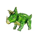 Dino Triceratops Folienballon im schönen metallic Farben, EIN Hingucker für jede Party (Grün)