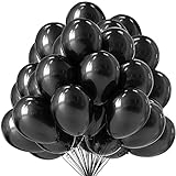GRESAHOM Schwarz Luftballons Set, 70 Stück 12 Zoll Schwarz Latex Ballons, Schwarz Luftballon Set mit Bändern, Party Dekorations für Geburtstag Hochzeit Valentinstag Babyparty Graduierung Partydeko