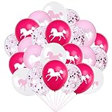 60 Stücke Pferd Geburtstagsdeko, Rosa Luftballons Pferde und Konfetti Luftballons, Cowgirl Partydekorationen für Mädchen Kinder