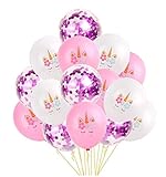 EROSPA® Luftballons Einhorn + Konfetti - 15-teilig - Kinder-Geburtstag Mädchen / Girl - Party - Latexballon