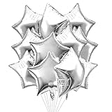 Stern Folienballons Silber 20 Stück，Stern Helium Luftballons, Sternluftballons Heliumballon ​Folienballon, Hochzeitsdeko, Geburtstagsdeko oder Valentinstag