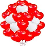 50x XXL Herzluftballons Helium geeignet Ø 40 cm Luftballons Herz Herzballon rot & weiß als Deko für Sie & Ihn Hochzeit & Valentinstag