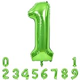 TONIFUL 40 Zoll Nummer Folienballon 0 to 9 in Grüne Helium Zahlenballon Riesenzahl Luftballon Nummer 1 Heliumballons für Geburtstag, Hochzeit, Jubiläum Party Dekoration（Zahl 1）