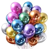 LAKIND Luftballons Metallic, 50 Stück Luftballons Bunt Satz von Helium Luftballons in 6 Metallicfarben, Metallic Luftballons Helium Balloons Metallic für Deko Geburtstag, Deko Hochzeit, Vintage Deko