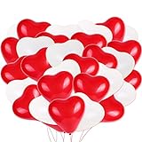 HOWAF 100 Stück Herzluftballons Rot Weiß Je 50 Luftballons, XL Größe 30cm, Helium Luftballon Herz Hochzeit Geburtstag Brautdusche Valentinstag Deko Herzluftballons