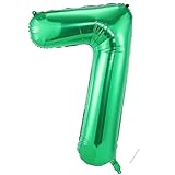 Geburtstag zahlen luftballon 7 jahre | Folienballon Kindergeburtstag Deko Grün-Riesen Folienballon in 40' - 101cm Geburtstagsdeko - Ballon Zahl Deko zum Geburtstag - fliegt mit Helium