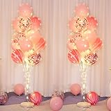 2 Set luftballon ständer für Boden mit 56 rosa Luftballons & Lichterketten luftballon halter, ballon ständer hell Perfekt für Hochzeiten, Jubiläen, Geburtstagsfeiern Eröffnungszeremonie