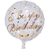 DIWULI, edler Geburtstags Luftballon Happy Birthday, Folien-Luftballon als Geschenk und Überraschung, weiß Silber Folien-Ballon für Geburtstag, Geburtstagsfeier, Party, Dekoration, Geschenk-Deko, DIY