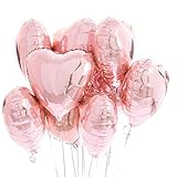 Jonami 25 Herz Folienballons Rosegold Helium Luftballon Rose Gold, Romantisch Deko, Dekoration für Romantische Atmosphäre, Heiratsantrag, Valentinstag Deko und Hochzeit