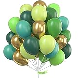 PartyWoo Luftballons Grün, 60 Stück 12 Zoll Luftballon Grüne Töne Satz von Grüne Ballons, Luftballons Mint, Hellgrüne Luftballons, Ballon Grün, Ballons Metallic Gold für Grün Party, Krokodil Party