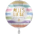 Folienballon zur Einschulung Alles Liebe Luftballon Geschenk Schulkind zum Schulanfang Ballon 1. Klasse Schuleinführung -Made in USA & Germany- Helium geeignet, pastell