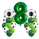 YUTOU Fußball Luftballons 8 jahre Geburtstagdeko Fußbal Thema Luftballons Zahl 8 Fußball Folienballon 8. Fussball Deko Geburtstag Kinder Luftballons für Kinder,Jungen,Fußballfan-Geburtstagsfeier