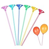 100 Stück Luftballon Stäbe, 42 cm Farbe Luftballon Stäb, Plastik Ballonstäbe, Luftballonstäbe mit Halterung, Wiederverwendbar Stäbe für Luftballons Geeignet für Dekoration Partys Geburtstage Hochzeits