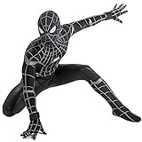 ZXDFG Spiderman Kostüm Kinder,Spiderman Kostüm Erwachsene Zentai,Fasching Spiderman Kostüm Herren Damen Schwarz,Halloween Karneval Jungen Mädchen 3d Verkleidung Superheld Cosplay Party Kostüm