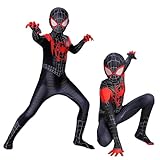 Spiderman Kostüm Kinder, Spider Anzug Bodysuit, Spider Kostüm Kinder, Spiderman Anzug Link Kostüm, Spiderman Suit, Bodysuit Superhelden, Spiderman 3D Anime Anzug, Halloween Kostüm für Kinder (130)
