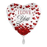 Folienballon - I LOVE YOU rote Herzen - geeignet zur Befüllung mit Helium Gas oder Luft - Europäische Premiumqualität - Valentistag Ich liebe Dich, Hochzeit, Verlobung, Jahrestag, Ballon, Luftballon