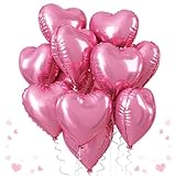 Rosa Herz Folienballons, 10 Stück 18 Zoll Rosa Herz Luftballons Perle Rosa Herz Helium Folienballons Metallische Rosa Herz Folienballons für Geburtstag Valentinstag Hochzeit Verlobung Braut