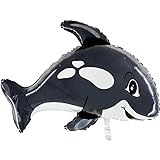 XL Folienballon * SÜSSER ORCA * als Deko für Kindergeburtstag und Meerestiere-Party | 78cm | für Luft und Helium | Killerwal Wal Walfisch Kinder Geburtstag Ballon Dekoration Folienballons