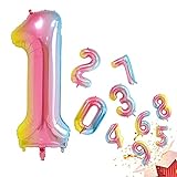 40' Regenbogen Rainbow Folienballon Zahl 1, Groß Zahlen Luftballon 0-9, Helium Ballons Zahlen für Mädchen Jungen Geburtstag Dekoration/Jubiläums Deko/Silvester Deko (Regenbogen#1)