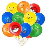 Pokémon Geburtstag Party Set, 30 Stück Luftballons Deko, Pikachu Luftballons Set, Pokemon geburtstag Dekoration, Pokemon Thema Party Dekoratio, für Kindergeburtstag Party, Baby Shower