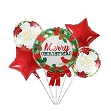 Weihnachts Luftballons, Folienballon Weihnachten, 5 Stück Weihnachtsballons mit Weihnachtskranz Helium Luftballons, Luftballons Rot für Neujahr Fasching Karneval Weihnachtsfeier Dekoration