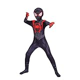 Diudiul Luxus Kids Superheld Spiderman Kostüme für Kinder Action Dress Ups und Zubehör Party Cosplay Kostüm (M(120-130cm), Schwarz-Kind)