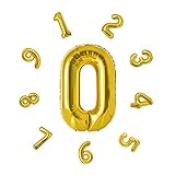 Zahlen Luftballon 40'-101CM, Bunte Luftballons Geburtstag, Helium Folienballon für Geburtstagsdeko, Party Deko,Neujahrsdekoration, Jubiläumsdekoration, Hochzeitsdeko (Gold #0)