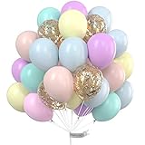 PartyWoo Luftballons Pastell, 60 Stück 12 Zoll Pastel Ballons in Pastellfarben und Funkeln Luftballons, Luftballons Pastellfarben, Luftballons Pastellfarben Mix für Einhorn Party, Eiscreme Party