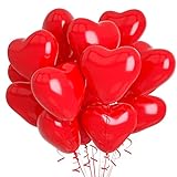Herzluftballons Rot, 30 Stück Herzluftballons Helium Hochzeit, Rot Herzluftballons Hochzeit 10 Zoll Rote Herz Latex Ballons Helium Deko Valentinstag für Hochzeit, Geburtstagsfeier, Just Married Deko