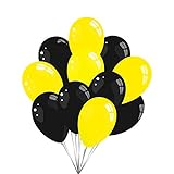 50 Premium Luftballons in Schwarz/Gelb - Made in EU - 100% Naturlatex somit 100% giftfrei und 100% biologisch abbaubar - Geburtstag Party Hochzeit Silvester Karneval - für Helium geeignet - twist4®