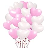 Herzluftballons Rosa Weiß,12 Zoll Herz Luftballons,100 Helium Herzluftballons,Latex Ballons mit Herzform,Luftballons Hochzeit,Herzluftballons Helium Hochzeitdeko für Brautdusche Valentinstag Verlobung