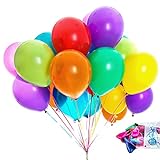 Luftballons Bunte 100 Stück Aoisyesbig - 100% Naturlatex Helium Balloons 12 Farben 26cm。Latex Luftballon Bunt for Balloon Girlande, Geburtstag Party, Hochzeit Deko