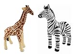 Große aufblasbare Giraffe und aufblasbares Zebra im Set Strandspielzeug Partydeko