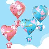 Eanjia Heißluftballon | 4 Stück 63,5 cm 3D-Herz-Folienballon | Hängender Deckenballon | Cartoon Fliegender Traumhaus Folienballon für Geburtstagspartyzubehör Babyparty Rosa Blau Hochzeitstag Dekor
