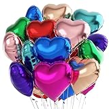 Herz Folienballon Bunt 24 Stück，Herz Helium Luftballons 8 Farben,Herzluftballons,Heliumballon Herzen,Herzballons Geeignet für Geburtstag Hochzeit Valentinstag（Bunt 8 Farben 24 Stück）